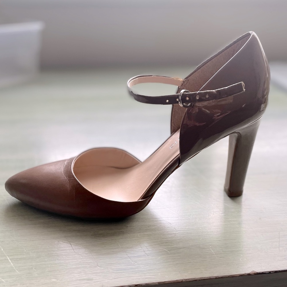 Nude ankle strap heel